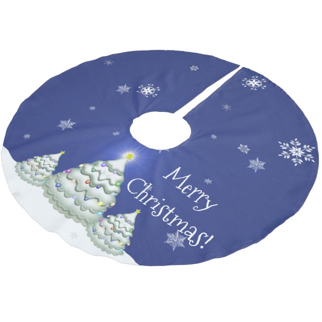 Blue Christmas Tree Holiday Tree Skirt Polyester Weihnachtsbaumdecke (Schrägansicht)