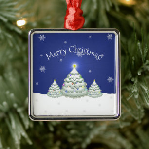 Blue Christmas Tree Keramik Ornament