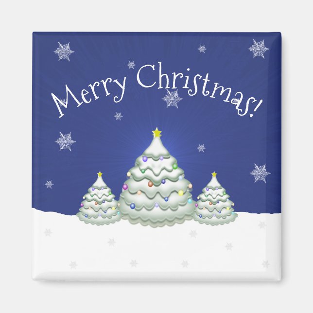 Blue Christmas Tree Magnet (Vorne)