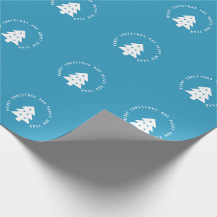 Blue Christmas Tree New Year Ornament Geschenkpapier