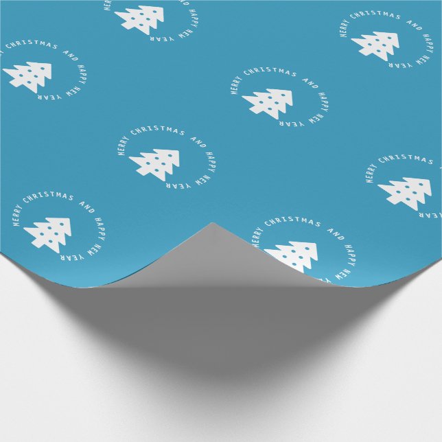 Blue Christmas Tree New Year Ornament Geschenkpapier (Ecke)