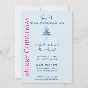 Blue Christmas Tree on Snow Christmas Party Einladung