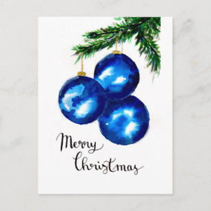 Blue Christmas Tree Ornaments Postkarte