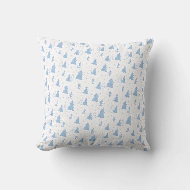 Blue Christmas Tree Pattern Kissen (Vorderseite)