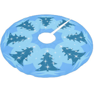 Blue Christmas Tree Skirt Blue Holiday Deco Polyester Weihnachtsbaumdecke