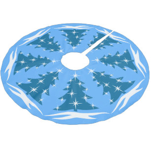 Blue Christmas Tree Skirt Blue Holiday Deco Polyester Weihnachtsbaumdecke