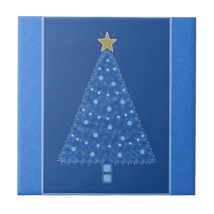 Blue Christmas Tree Tile Fliese