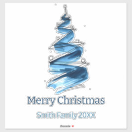 Blue Christmas Tree Watercolor Aufkleber