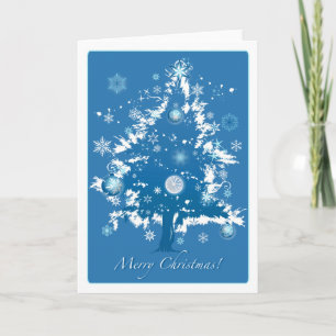 Blue Christmas Tree Weihnachtskarte Feiertagskarte