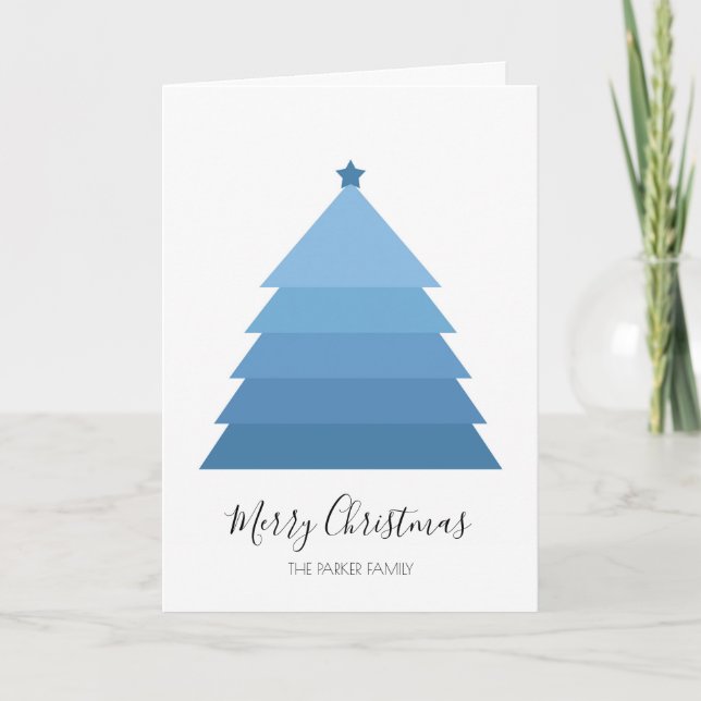 Blue Christmas Tree Weihnachtskarte Feiertagskarte (Vorderseite)