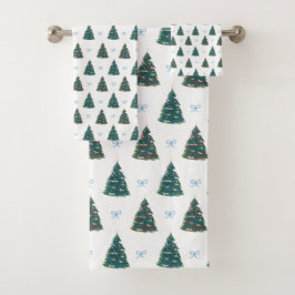 Blue Christmas Tree Winter Coquette Weihnachten Badhandtuch Set