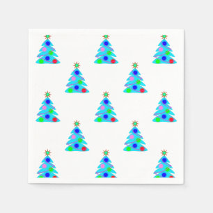 Blue Christmas Trees Holiday Party Serviette