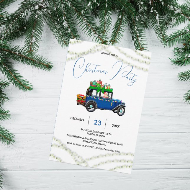 Blue Christmas Truck Pine Tree Weihnachtsfest Part Save The Date (Von Creator hochgeladen)