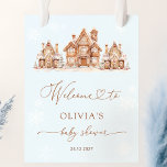 Blue Christmas Village Winter Baby Dusche Willkomm Poster<br><div class="desc">Das Blue Christmas Village Winter Baby Shower Welcome Poster bietet ein warmes und gemütliches Urlaubsthema. Es zeigt eine niedliche Dorfszene mit kleinen Weihnachtshäusern, umgeben von Schneebäumen und Schneeflocken, die ein einladendes Winterambiente schaffen. Die Farben sind weich und feierlich, um die Weihnachtszeit anzupassen. Die Wörter "Welcome to the Baby Shower" werden...</div>