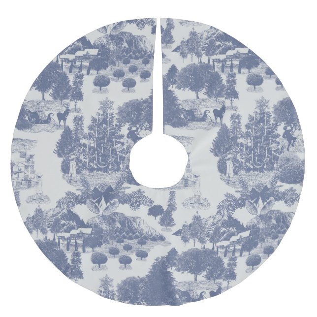 Blue Christmas Winter Wonderland Polyester Weihnachtsbaumdecke (Vorderseite)