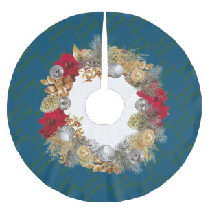 BLUE Christmas Wreath Polyester Weihnachtsbaumdecke