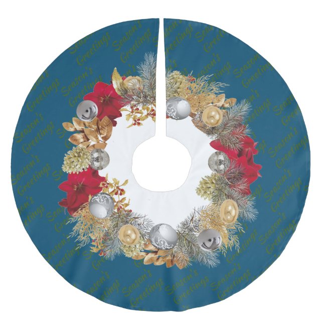 BLUE Christmas Wreath Polyester Weihnachtsbaumdecke (Vorderseite)