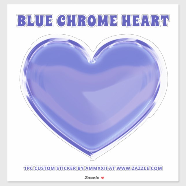 Blue Chrome Custom Heart Sticker (Blatt)