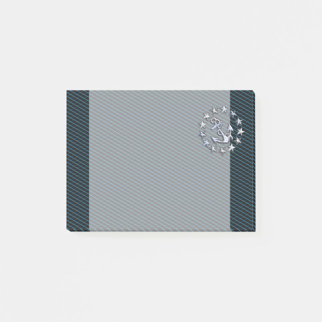 Blue Chrome like Yacht Flag Automotive Grille Post-it Klebezettel (Vorderseite)