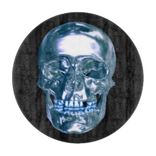 Blue Chrome Skull Cutting Board Schneidebrett