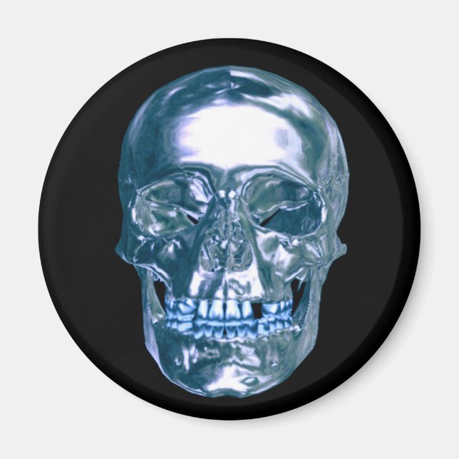 Blue Chrome Skull Magnet (Vorne)