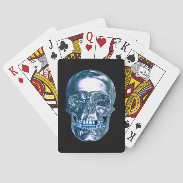 Blue Chrome Skull Playing Cards Spielkarten (Rückseite)