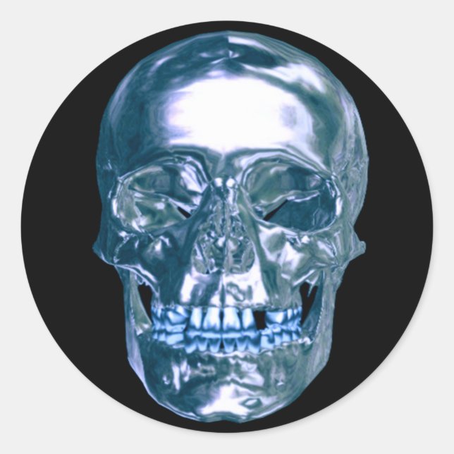 Blue Chrome Skull Stickers (Vorderseite)