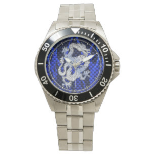 Blue Chrome wie Dragon Carbon Fibre Style Armbanduhr