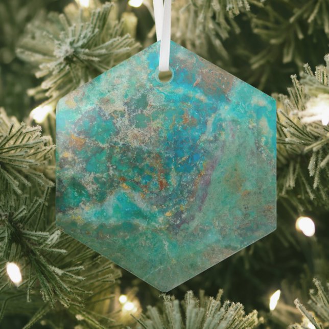 Blue Chrysocolla Mineral Stone Ornament Aus Glas (Insitu)