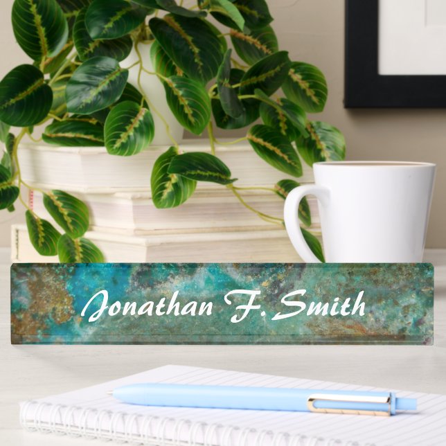 Blue Chrysocolla Stone Image Personalisiert Namensplakette