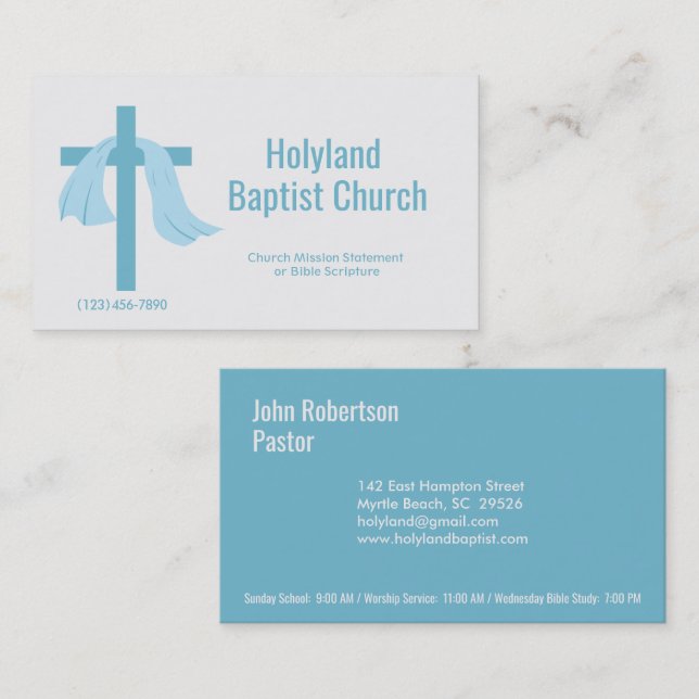 Blue Church Cross Thorn Crown Business Cards Visitenkarte (Vorne/Hinten)