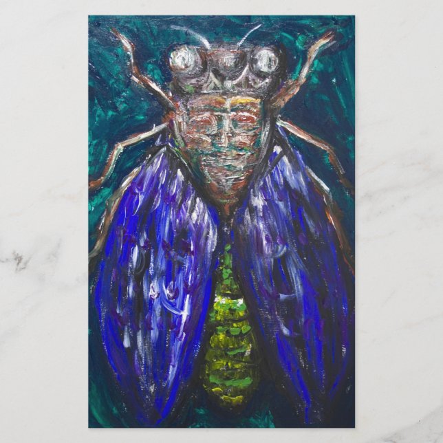 Blue Cicada (Surreal Realism insect painting) (Vorderseite)