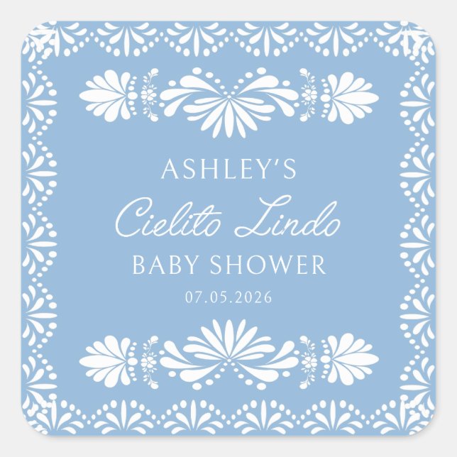 Blue Cielito Lindo Boy Baby Shower Sticker (Vorderseite)