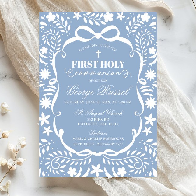 Blue Cielito Lindo First Holy Communion Einladung (Von Creator hochgeladen)