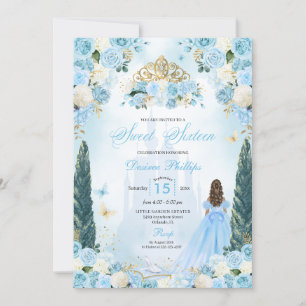 Blue Cinderella Fairytale Princess 16 . Geburtstag Einladung