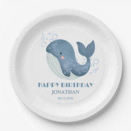 Blue Circle Bubble Niedlich Whale Kindergeburtstag Pappteller