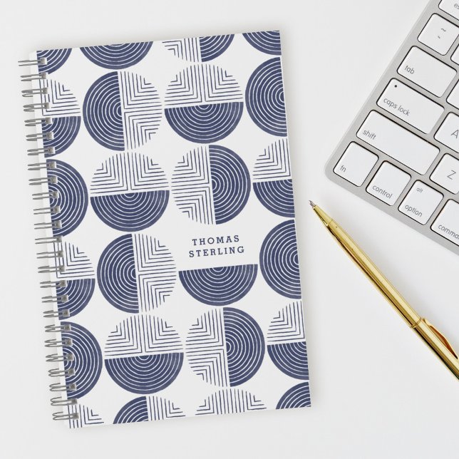Blue Circle Geometric Muster Spiral Notebook Notizbuch (Von Creator hochgeladen)