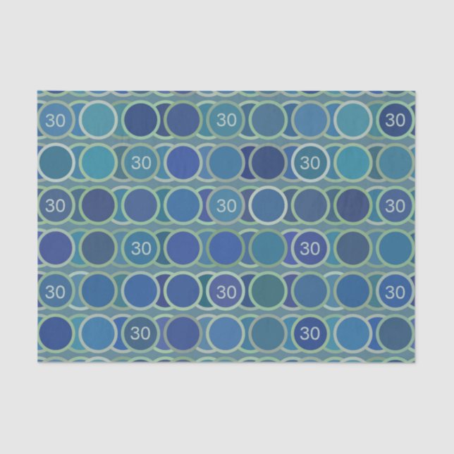 Blue Circles Pattern Custom Birthday Age Seidenpapier (Vorderseite)