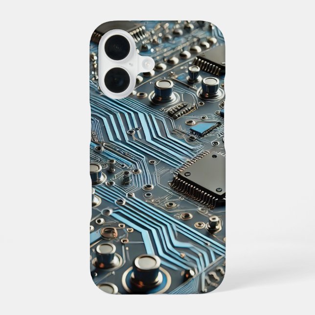 Blue Circuit Board Phone Case iPhone 16 Hülle (Rückseite)