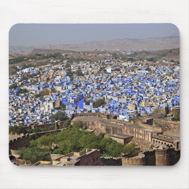 Blue City, angezeigt von Mehrangarh Fort / Jodhpur Mousepad (Vorne)