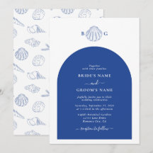 Blue Clam Seashells Coastal Seaside Beach Wedding