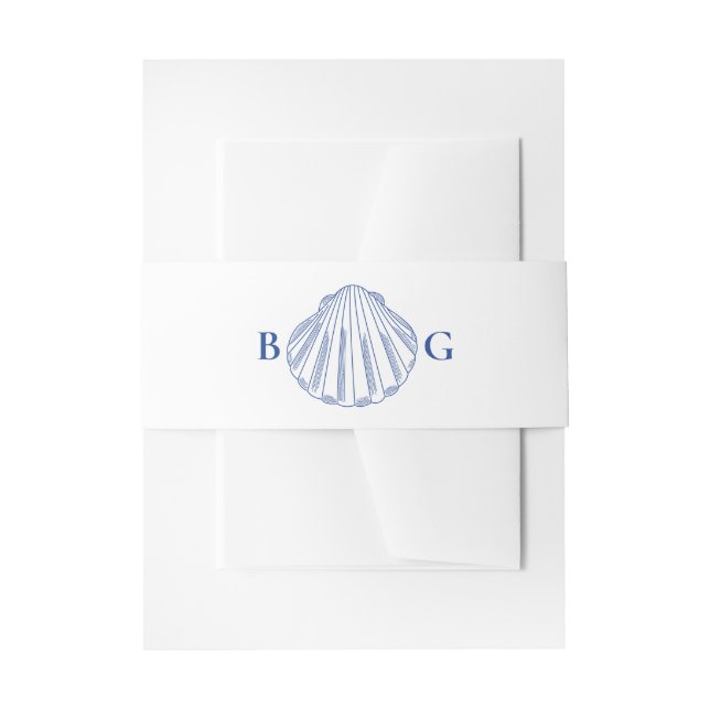 Blue Clam Seashells Coastal Seaside Beach Wedding Einladungsbanderole (Vorderseite Beispiel)