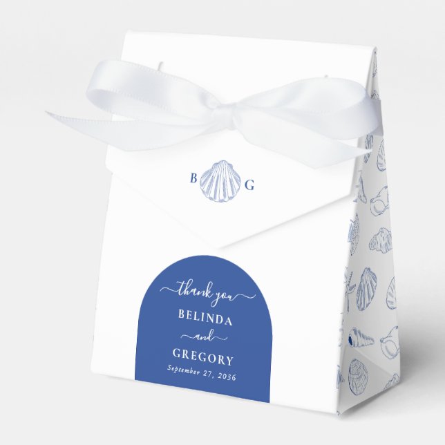 Blue Clam Seashells Coastal Seaside Beach Wedding Geschenkschachtel (Vorderseite)