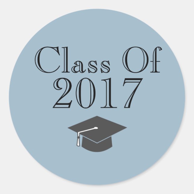 Blue "Class of 2017" mit Graduierungspapier Runder Aufkleber (Vorderseite)