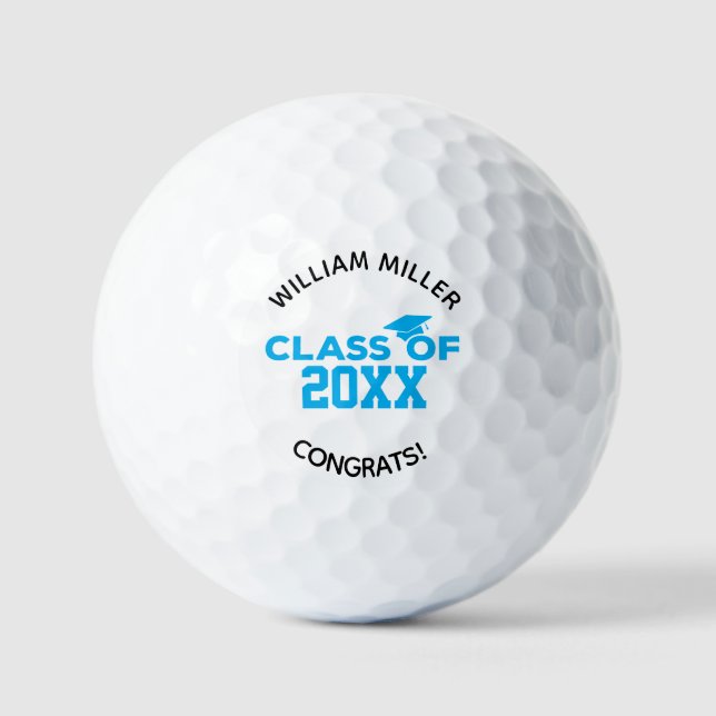 Blue Class of 2025 Abschluss Individuelle Name & T Golfball (Vorderseite)