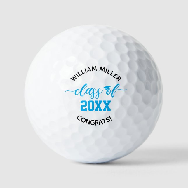 Blue Class of 2025 Abschluss Individuelle Name & T Golfball (Vorderseite)