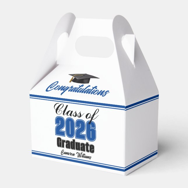 Blue Class of 2026 Custom Graduation Party Geschenkschachtel (Vorderseite)