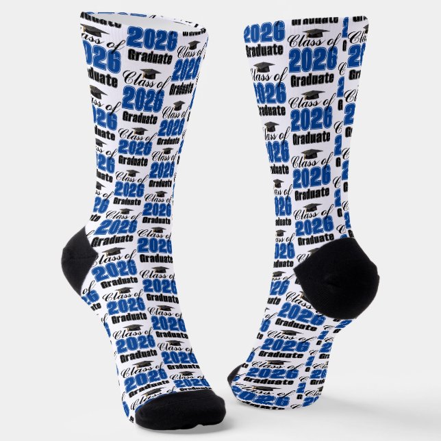 Blue Class of 2026 Graduation Socken (Gewinkelt)