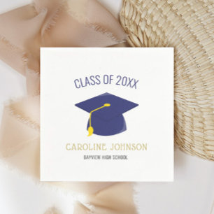 Blue Class of Cap & Tassel Abschluss Napkins Serviette