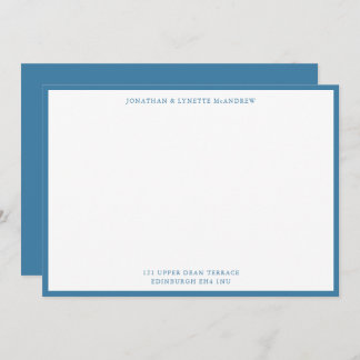 Blue Classic Border Flat Note Card Mitteilungskarte